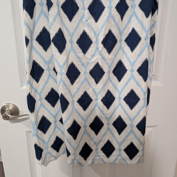 Talbots Blue White Linen Blend Sleeveless Knee Length Shift Dress in Size 16 - Picture 7 of 10